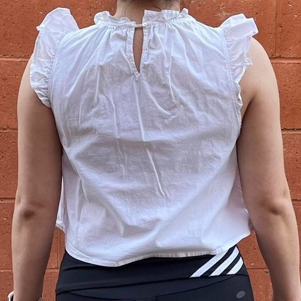 White Ruffle Shoulder Blouse - Picture 2 of 2